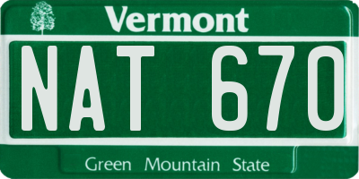 VT license plate NAT670