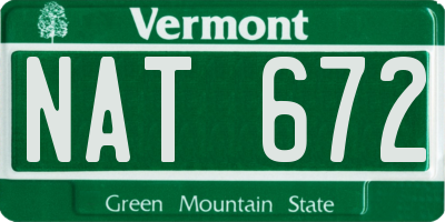 VT license plate NAT672
