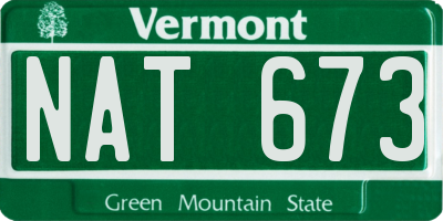 VT license plate NAT673
