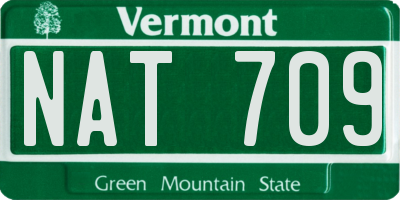 VT license plate NAT709