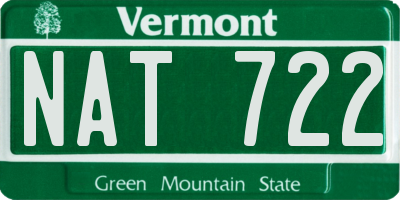 VT license plate NAT722