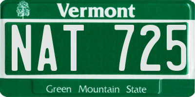 VT license plate NAT725