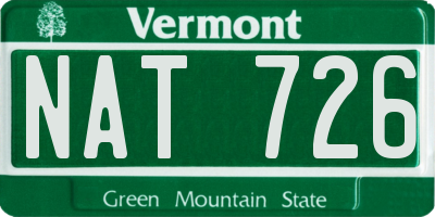 VT license plate NAT726