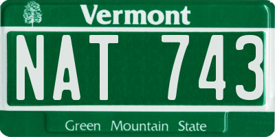VT license plate NAT743