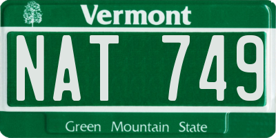 VT license plate NAT749