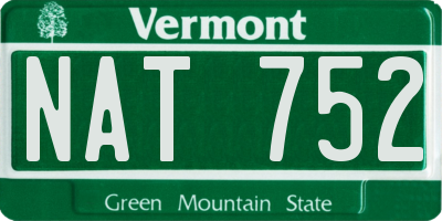 VT license plate NAT752