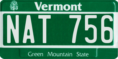 VT license plate NAT756