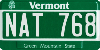 VT license plate NAT768