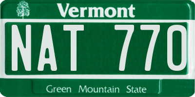 VT license plate NAT770