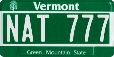 VT license plate NAT777