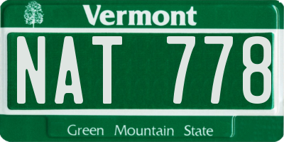 VT license plate NAT778