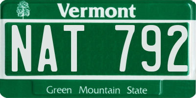 VT license plate NAT792