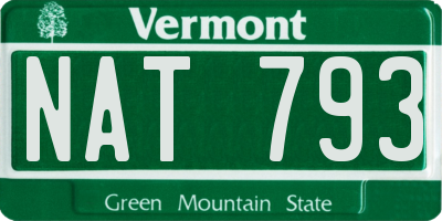 VT license plate NAT793