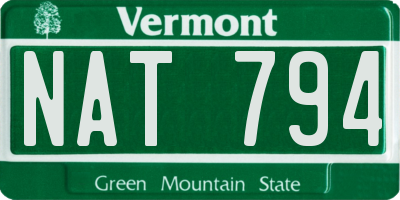 VT license plate NAT794