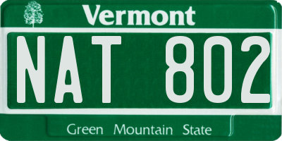 VT license plate NAT802