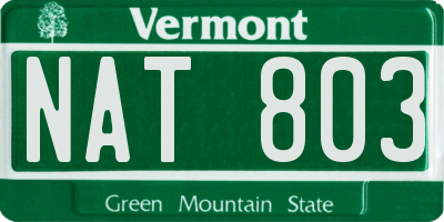 VT license plate NAT803