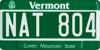 VT license plate NAT804