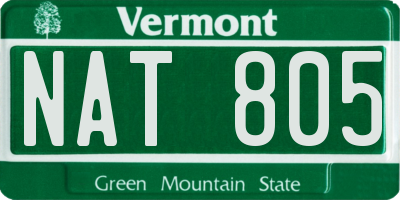 VT license plate NAT805