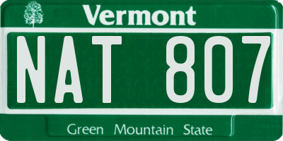 VT license plate NAT807