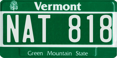 VT license plate NAT818