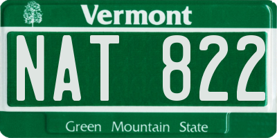 VT license plate NAT822