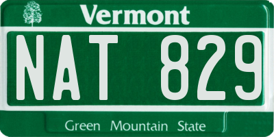 VT license plate NAT829