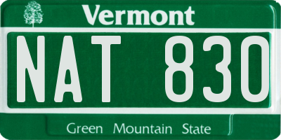VT license plate NAT830