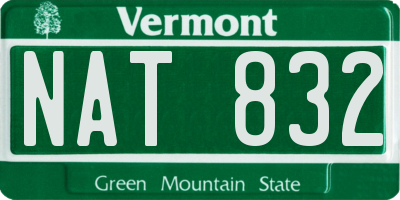 VT license plate NAT832