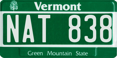 VT license plate NAT838