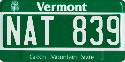 VT license plate NAT839