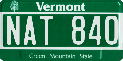VT license plate NAT840