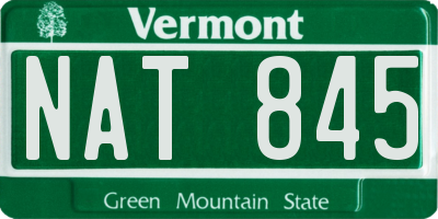 VT license plate NAT845