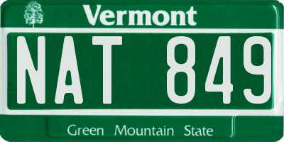 VT license plate NAT849