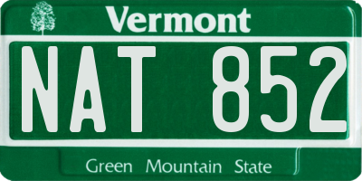 VT license plate NAT852