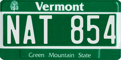 VT license plate NAT854
