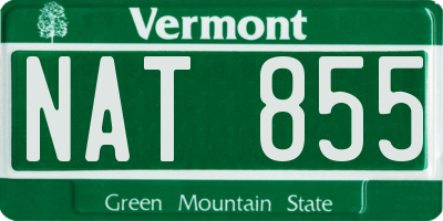 VT license plate NAT855