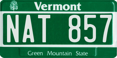 VT license plate NAT857