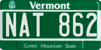 VT license plate NAT862