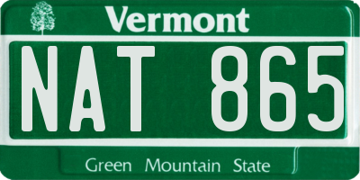 VT license plate NAT865
