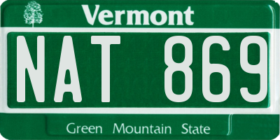 VT license plate NAT869