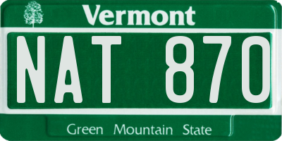 VT license plate NAT870