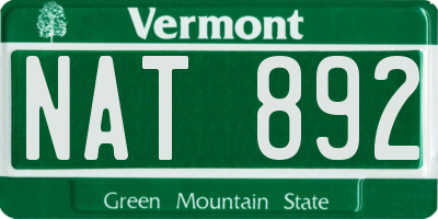 VT license plate NAT892