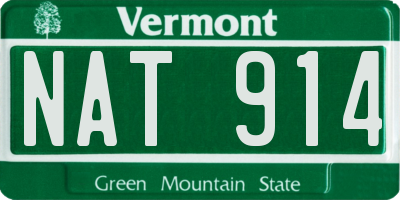 VT license plate NAT914