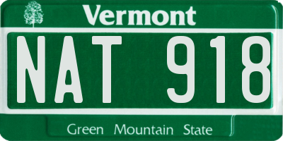 VT license plate NAT918