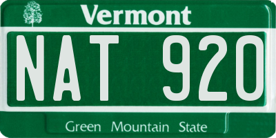 VT license plate NAT920
