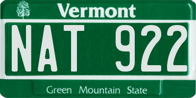 VT license plate NAT922