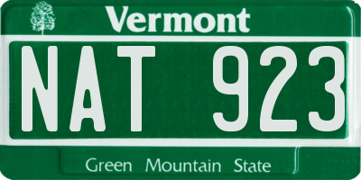 VT license plate NAT923