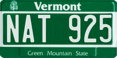 VT license plate NAT925