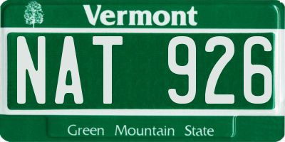 VT license plate NAT926