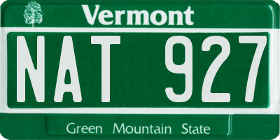 VT license plate NAT927